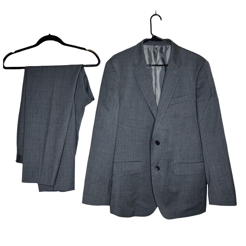 BONOBOS SLIM FIT JETSETTER Mens 42R Jacket 38x29 Pant Gray Wool 2 Piece Suit EUC